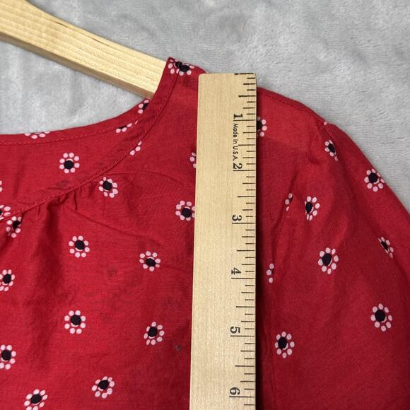 Talbots Shirt Womens Medium Petite Red Tassel Tie 3/4 Sleeve Paisley Border - Picture 6 of 8